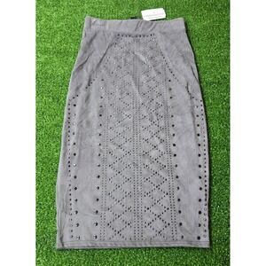 NWT Windsor Faux Suede Studded Gray Skirt Women/Girls sz Small